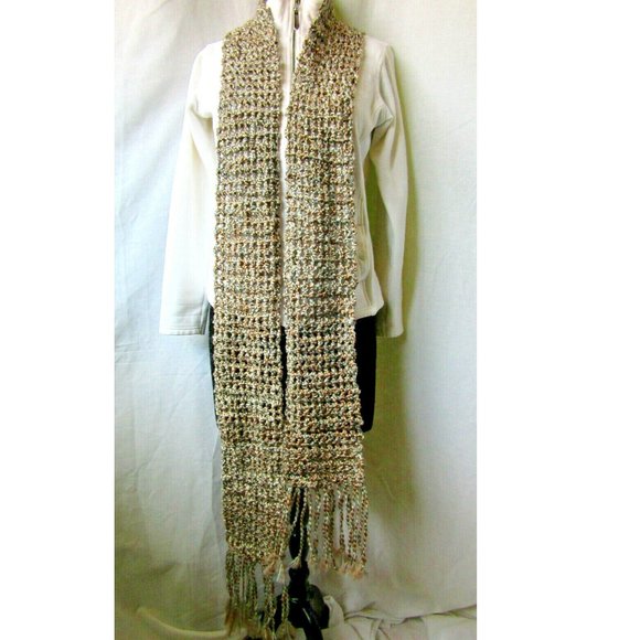 Extra Long Chunky Multicolor Brown Scarf 89x5 Handmade Crochet Mens Women NWT - Picture 6 of 7